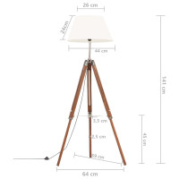 Produktbild för Golvlampa honungsbrun och vit massivt teakträ 141 cm