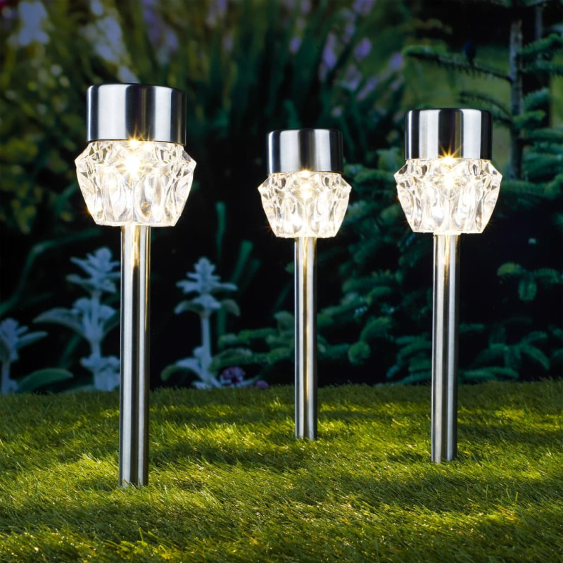 Produktbild för HI Soldrivna LED-stiglampor 3 st kristall