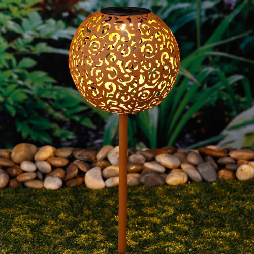 HI HI Soldriven trädgårdslampa med LED 18 cm metall brun