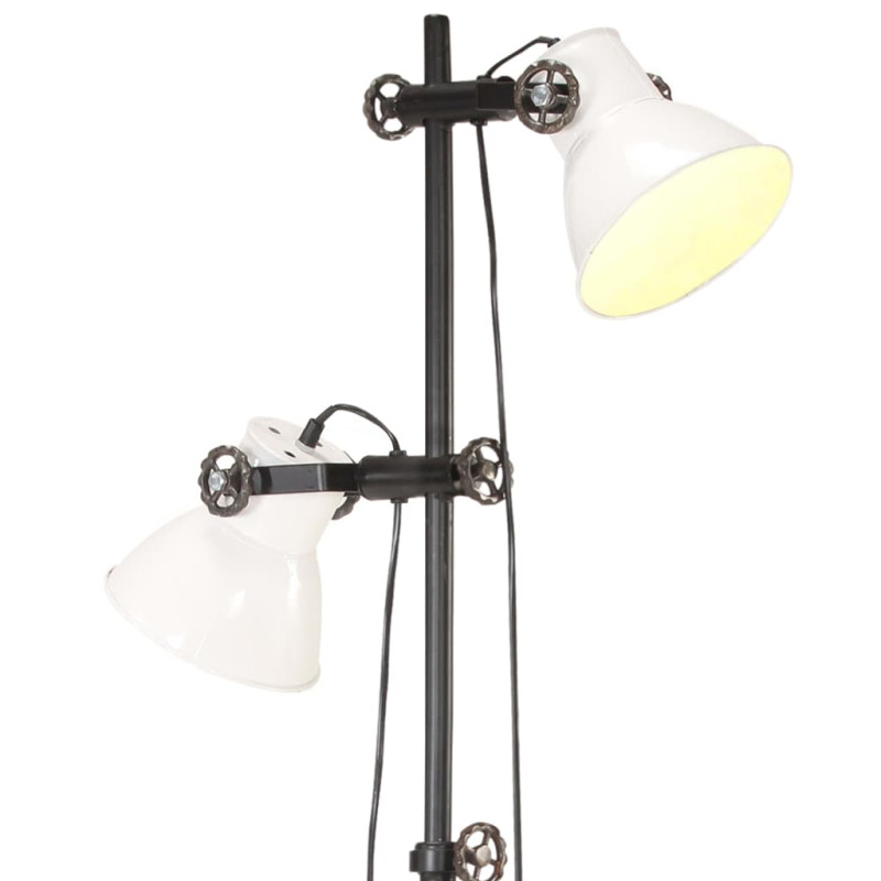 Produktbild för Golvlampa med 2 lampskärmar vit E27 gjutjärn