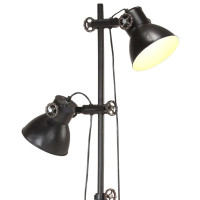 Miniatyr av produktbild för Golvlampa med 2 lampskärmar svart E27 gjutjärn