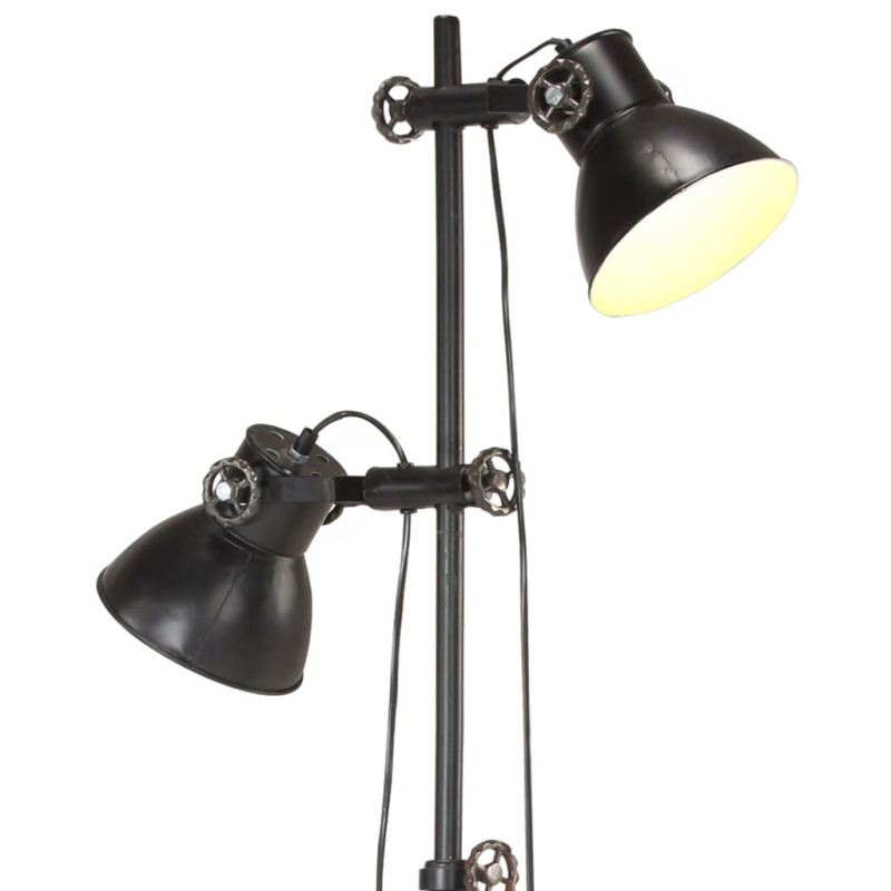 Produktbild för Golvlampa med 2 lampskärmar svart E27 gjutjärn