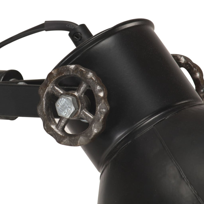 Produktbild för Golvlampa med 2 lampskärmar svart E27 gjutjärn