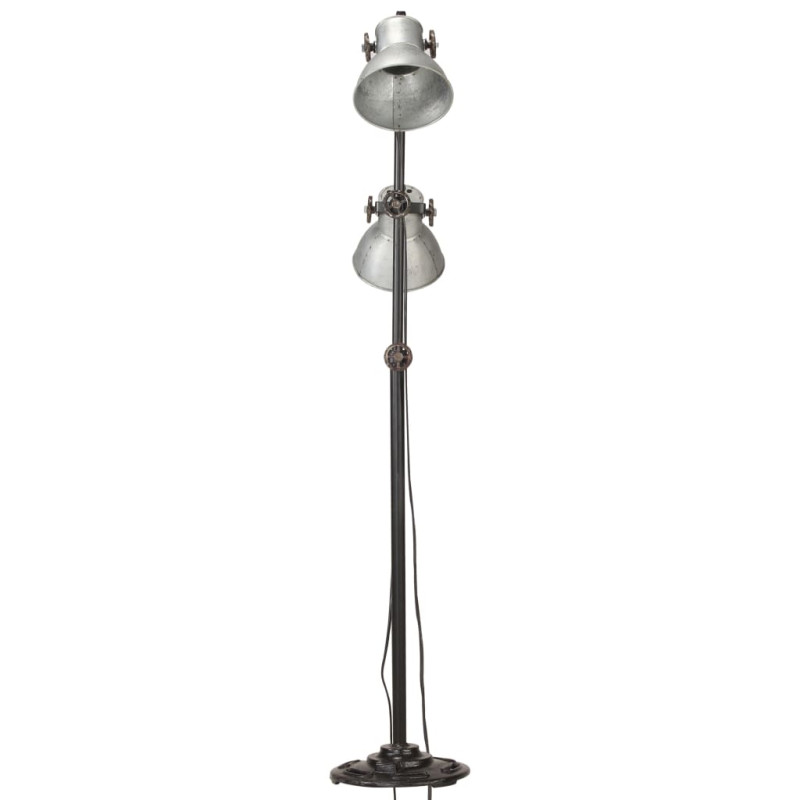 Produktbild för Golvlampa med 2 lampskärmar silver E27 gjutjärn