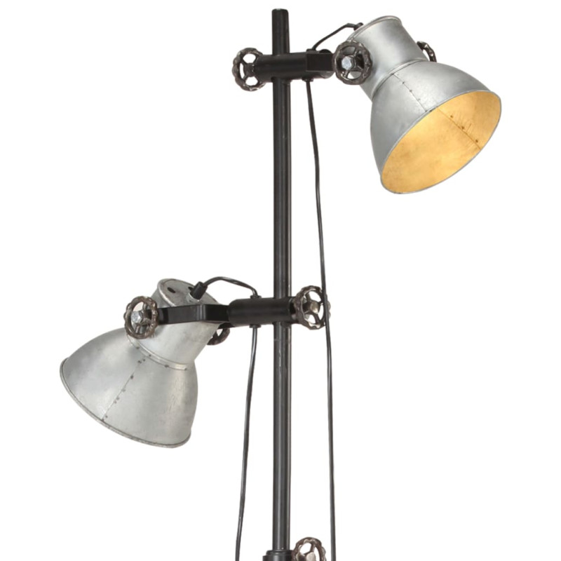 Produktbild för Golvlampa med 2 lampskärmar silver E27 gjutjärn
