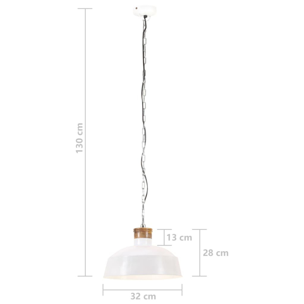Produktbild för Hänglampa industriell 32 cm vit E27