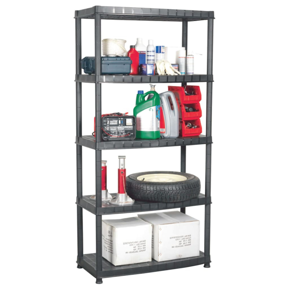 Produktbild för Förvaringshylla 5 hyllor svart 85x40x185 cm plast