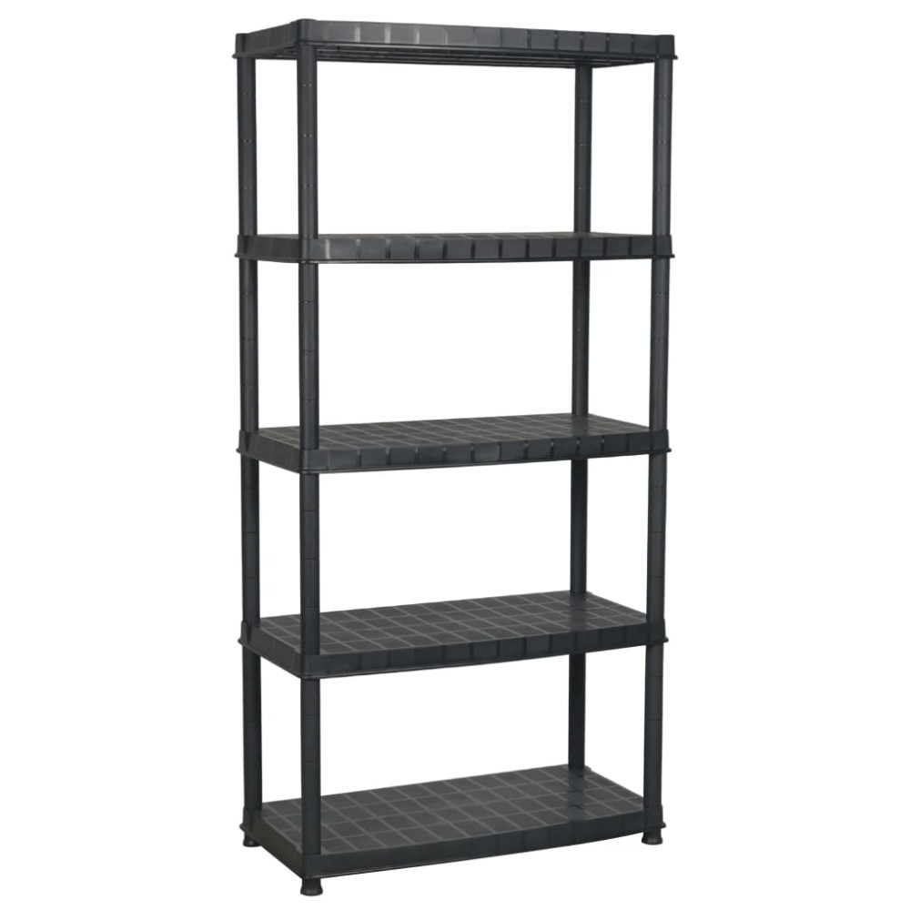 Produktbild för Förvaringshylla 5 hyllor svart 85x40x185 cm plast