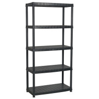 Produktbild för Förvaringshylla 5 hyllor svart 85x40x185 cm plast
