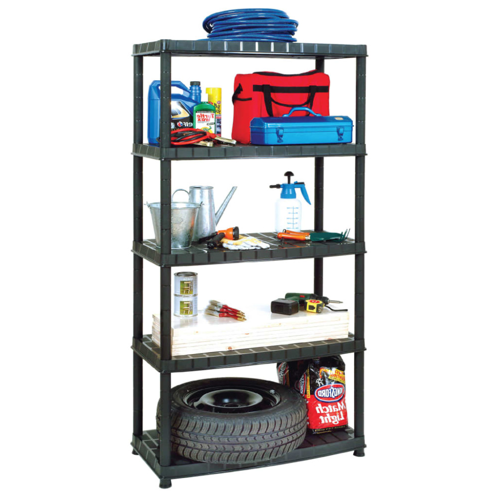 Produktbild för Förvaringshylla 5 hyllor svart 85x40x185 cm plast