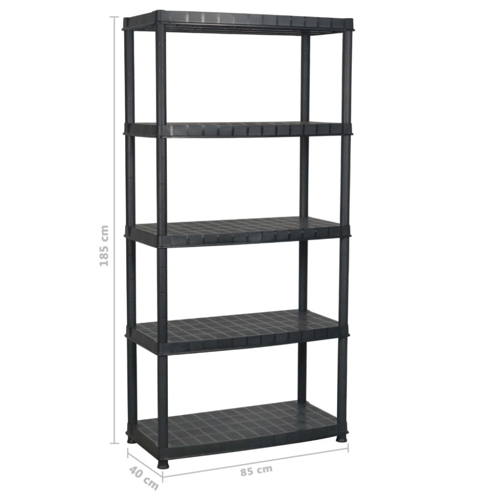 Produktbild för Förvaringshylla 5 hyllor svart 85x40x185 cm plast