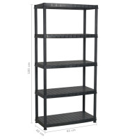 Produktbild för Förvaringshylla 5 hyllor svart 85x40x185 cm plast