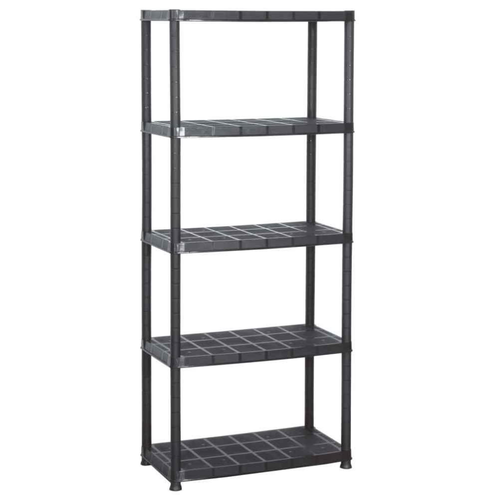 Produktbild för Förvaringshylla 5 hyllor svart 71x38x170 cm plast