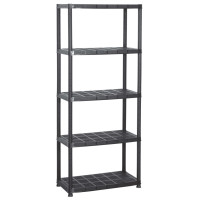Produktbild för Förvaringshylla 5 hyllor svart 71x38x170 cm plast