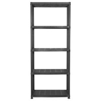Produktbild för Förvaringshylla 5 hyllor svart 71x38x170 cm plast