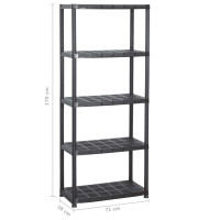 Produktbild för Förvaringshylla 5 hyllor svart 71x38x170 cm plast