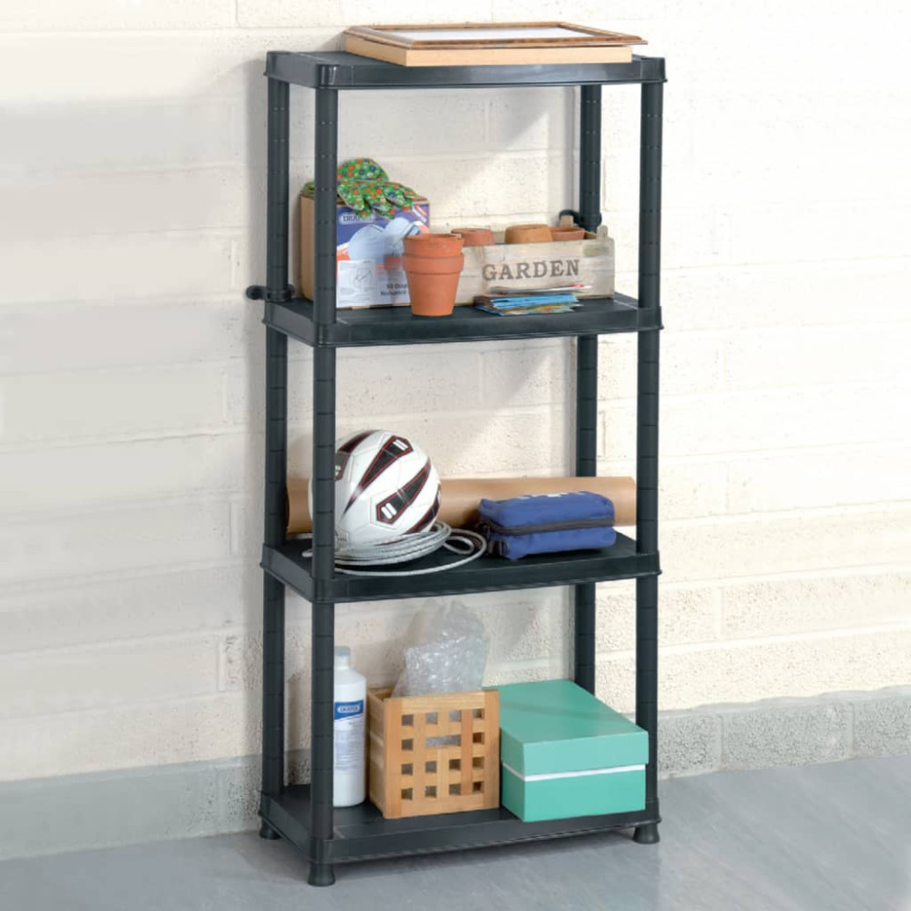Produktbild för Förvaringshylla 4 hyllor svart 61x30,5x130 cm plast