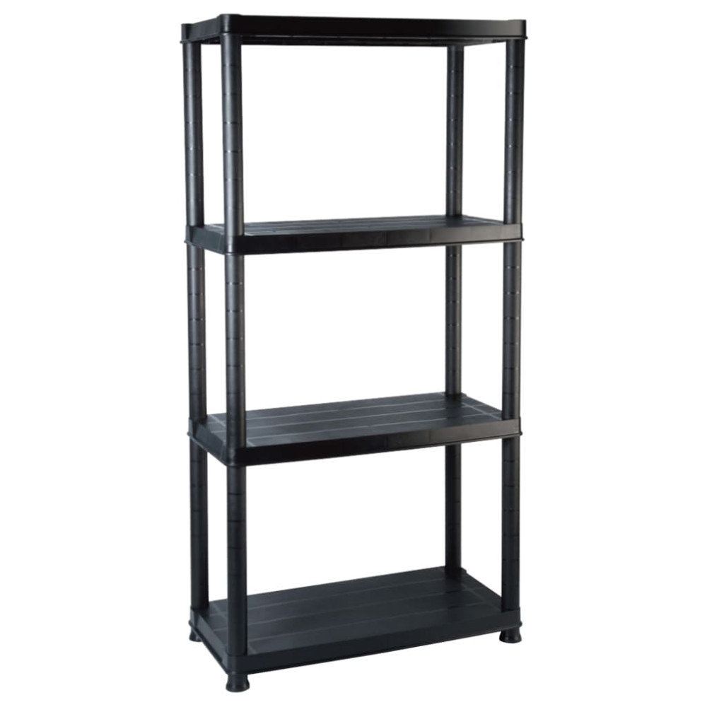 Produktbild för Förvaringshylla 4 hyllor svart 61x30,5x130 cm plast