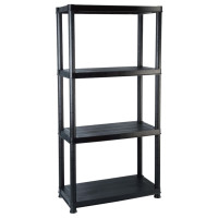 Produktbild för Förvaringshylla 4 hyllor svart 61x30,5x130 cm plast