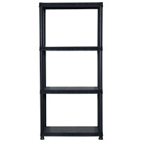 Produktbild för Förvaringshylla 4 hyllor svart 61x30,5x130 cm plast
