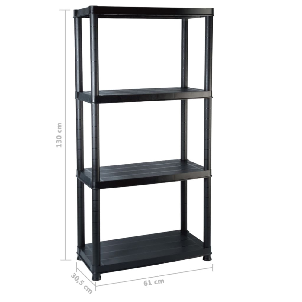 Produktbild för Förvaringshylla 4 hyllor svart 61x30,5x130 cm plast