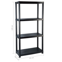 Produktbild för Förvaringshylla 4 hyllor svart 61x30,5x130 cm plast