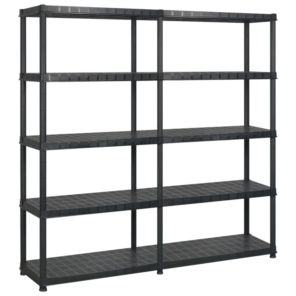 Produktbild för Förvaringshylla 5 hyllor svart 183x45,7x185 cm plast