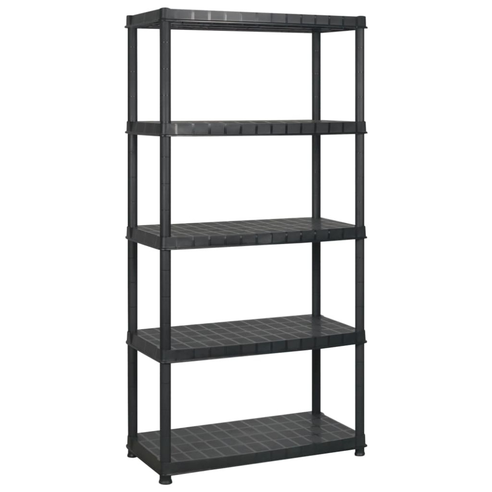 Produktbild för Förvaringshylla 5 hyllor svart 183x45,7x185 cm plast