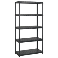 Produktbild för Förvaringshylla 5 hyllor svart 183x45,7x185 cm plast