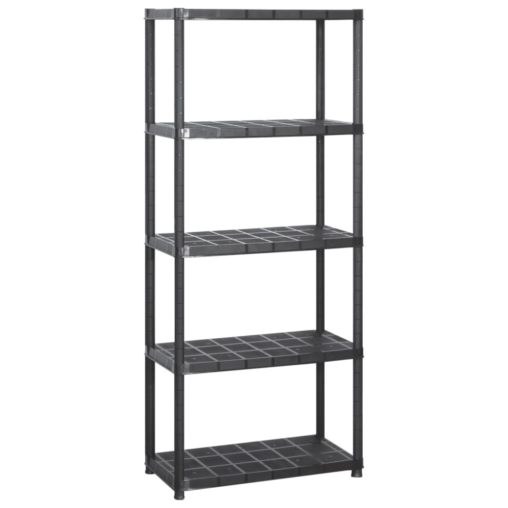 Produktbild för Förvaringshylla 5 hyllor svart 142x38x170 cm plast