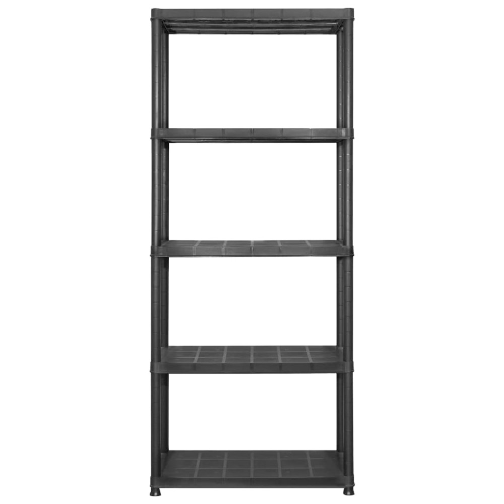 Produktbild för Förvaringshylla 5 hyllor svart 142x38x170 cm plast