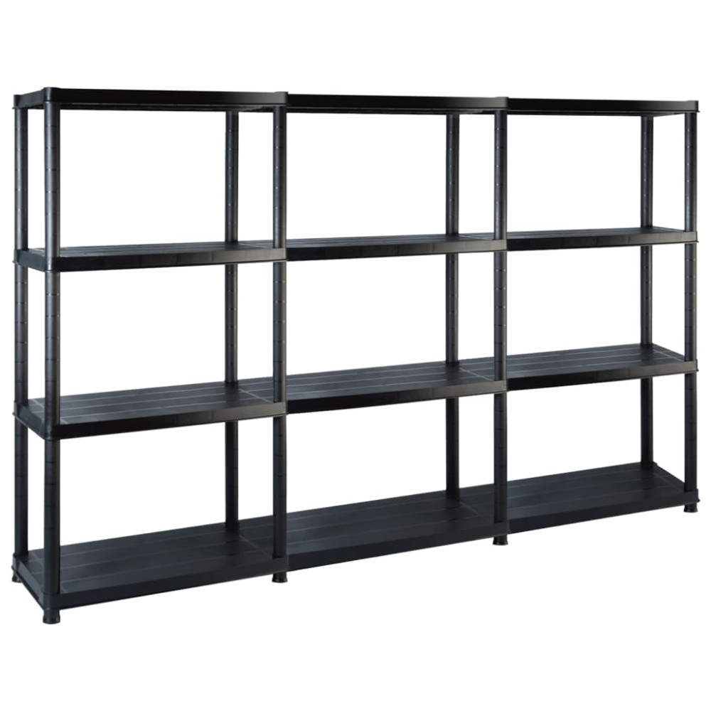 Produktbild för Förvaringshylla 4 hyllor svart 183x30,5x130 cm plast