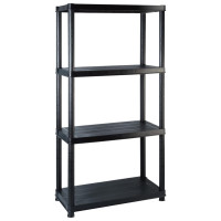 Produktbild för Förvaringshylla 4 hyllor svart 183x30,5x130 cm plast