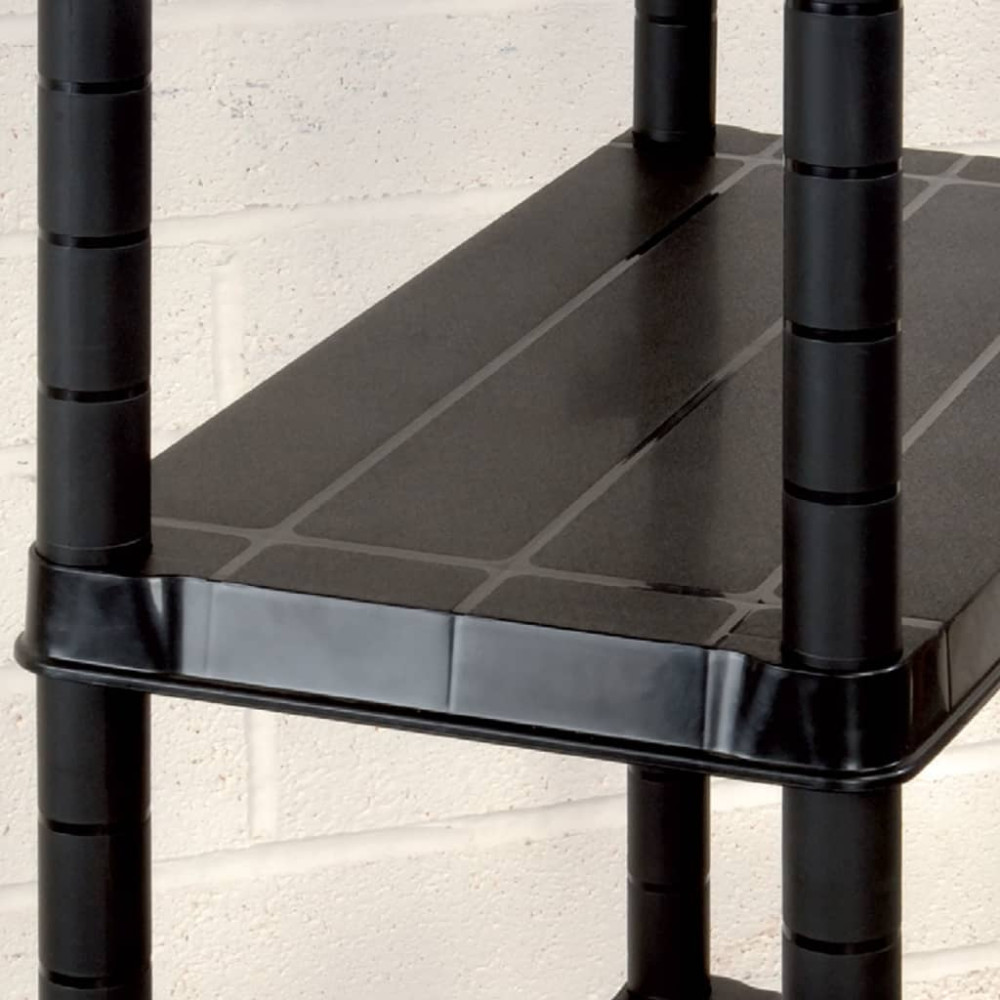 Produktbild för Förvaringshylla 4 hyllor svart 183x30,5x130 cm plast