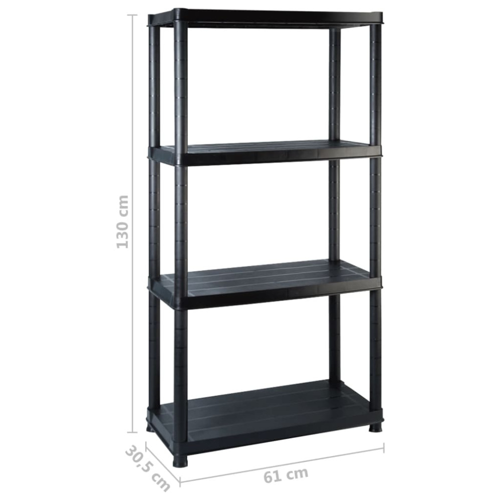 Produktbild för Förvaringshylla 4 hyllor svart 183x30,5x130 cm plast