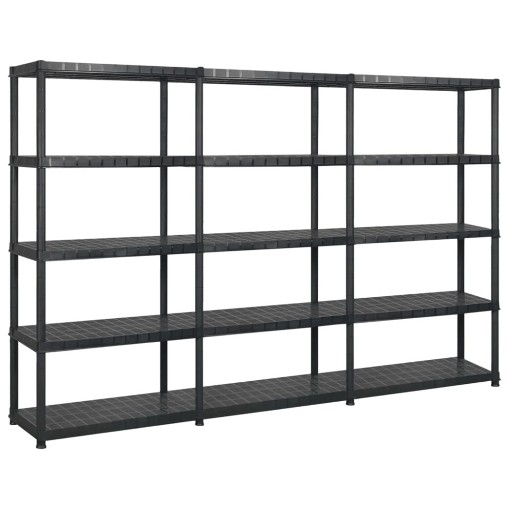 Produktbild för Förvaringshylla 5 hyllor svart 255x40x185 cm plast