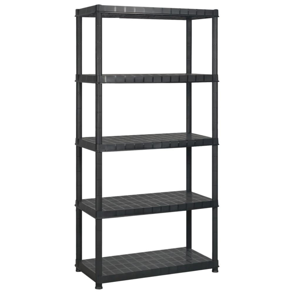 Produktbild för Förvaringshylla 5 hyllor svart 255x40x185 cm plast