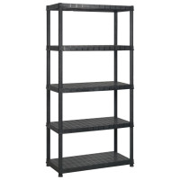 Produktbild för Förvaringshylla 5 hyllor svart 255x40x185 cm plast