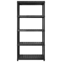Produktbild för Förvaringshylla 5 hyllor svart 255x40x185 cm plast