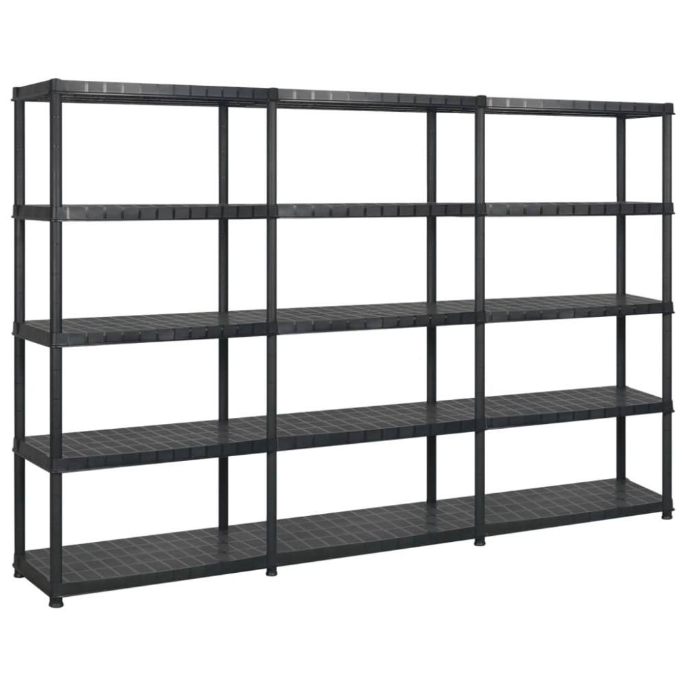 Produktbild för Förvaringshylla 5 hyllor svart 274,5x45,7x185 cm plast
