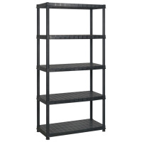 Produktbild för Förvaringshylla 5 hyllor svart 274,5x45,7x185 cm plast