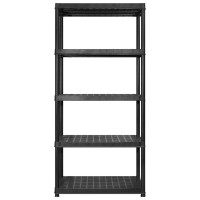 Produktbild för Förvaringshylla 5 hyllor svart 274,5x45,7x185 cm plast