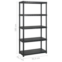 Produktbild för Förvaringshylla 5 hyllor svart 274,5x45,7x185 cm plast