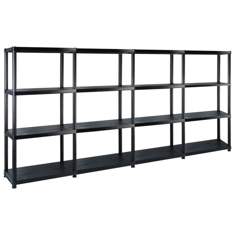 Produktbild för Förvaringshylla 4 hyllor svart 244x30,5x130 cm plast