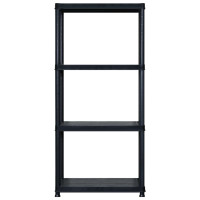 Produktbild för Förvaringshylla 4 hyllor svart 244x30,5x130 cm plast