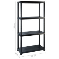 Produktbild för Förvaringshylla 4 hyllor svart 244x30,5x130 cm plast