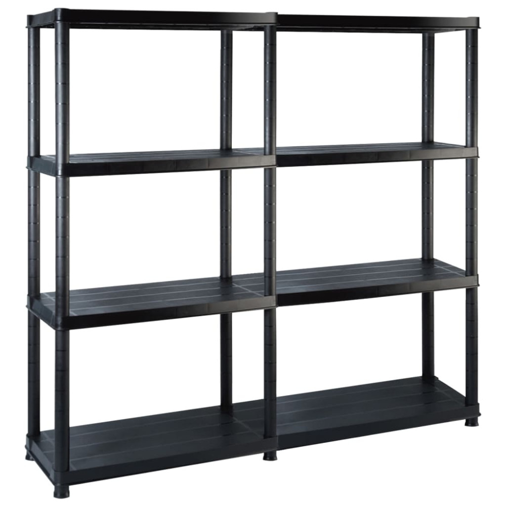 Produktbild för Förvaringshylla 4 hyllor svart 122x30,5x130 cm plast