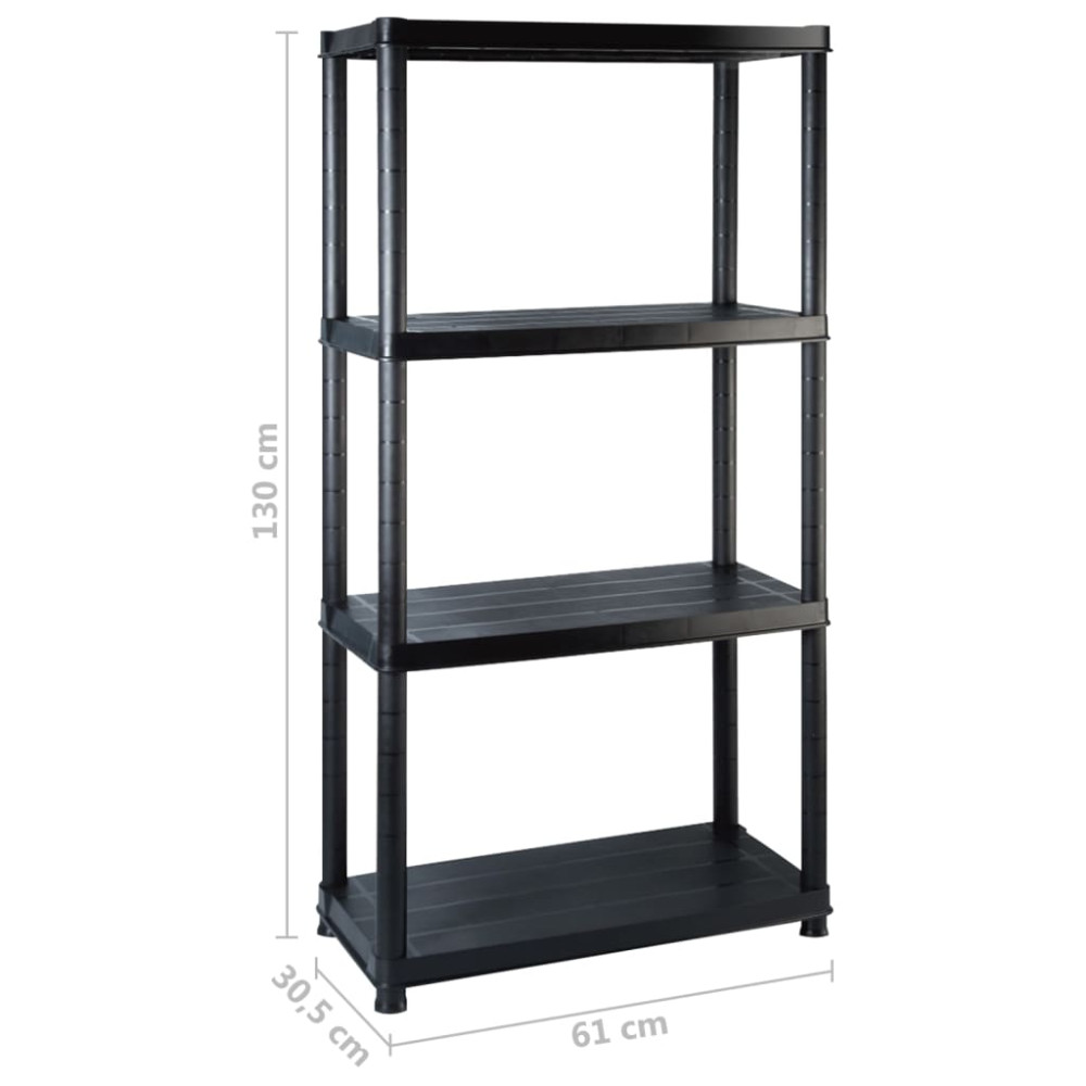 Produktbild för Förvaringshylla 4 hyllor svart 122x30,5x130 cm plast