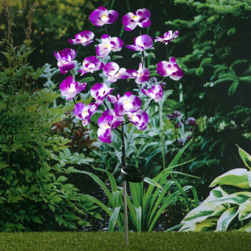 HI HI Soldriven LED-trädgårdslampa orkidé 75 cm