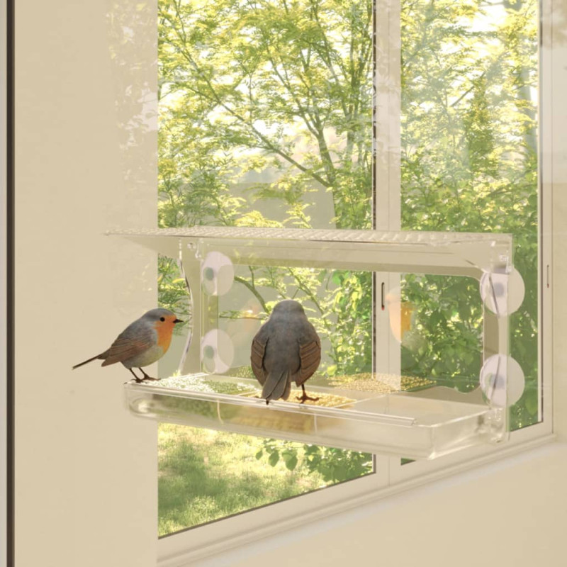 Produktbild för Fågelmatare för fönster 2 st akryl 30x12x15 cm